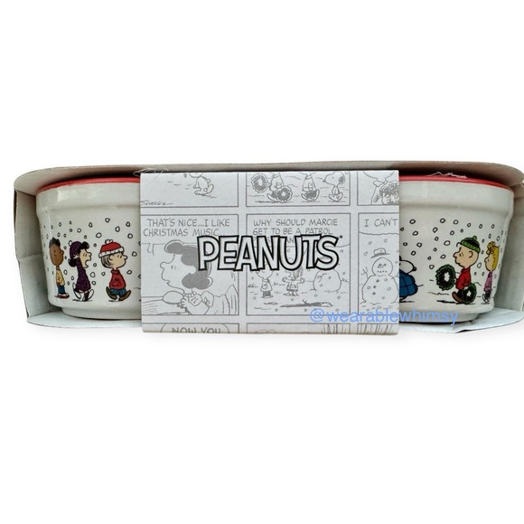 Peanuts Puffer Snoopy Christmas Ceramic Ramekins Dish Set of 2 Brand New RARE - Picture 3 of 7